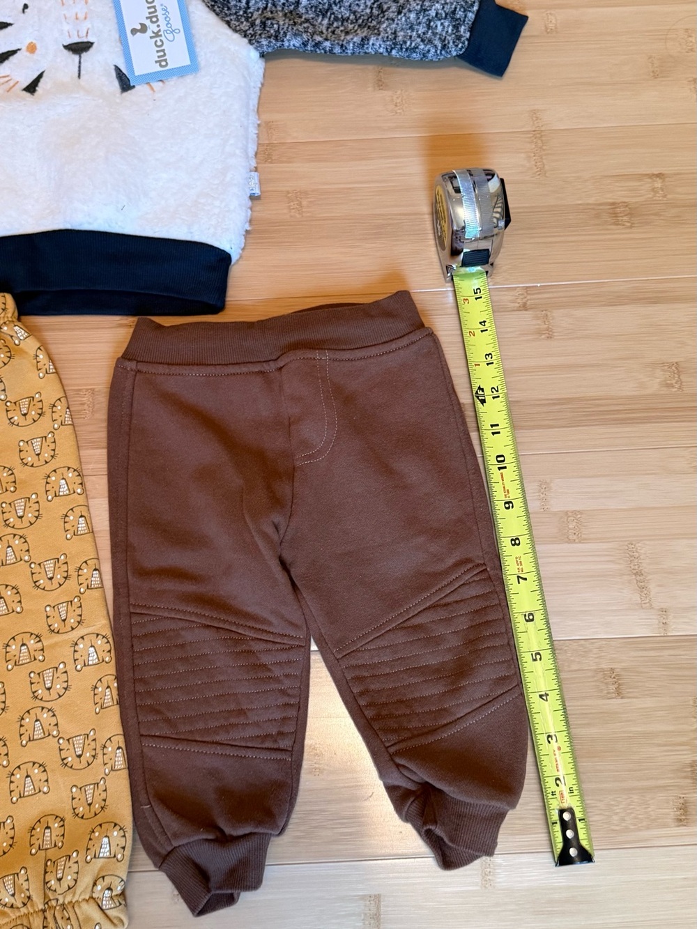 Kids Mustard Printed Joggers & Brown Knit Pants - 2-Pack - Picture 3 of 4